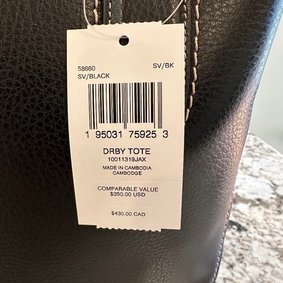 Coach Black Pebble Leather Derby Tote New with Tags Burgundy Red Interior - Picture 13 of 16